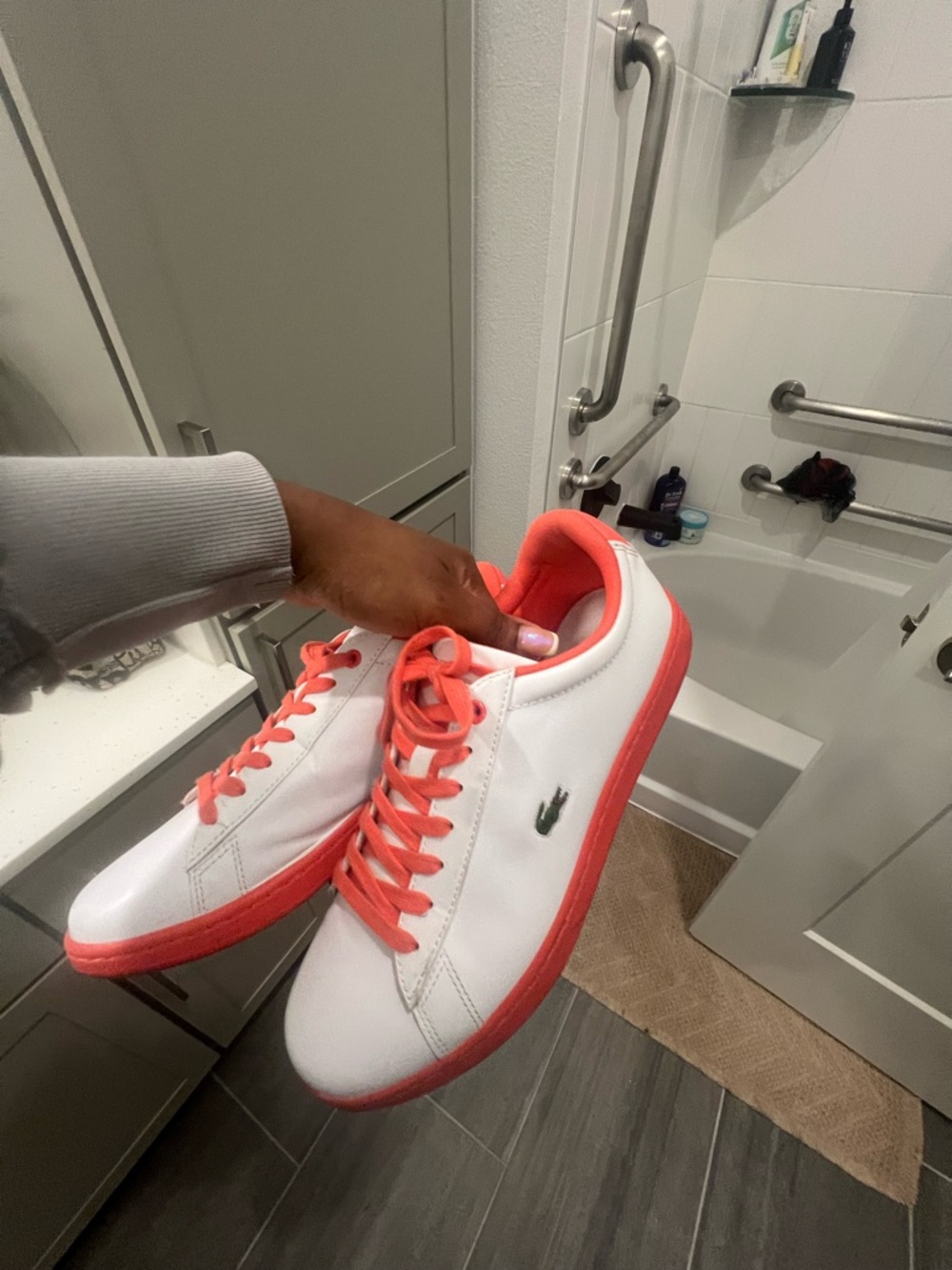 Lacoste Women's White Sneakers with Coral Accents